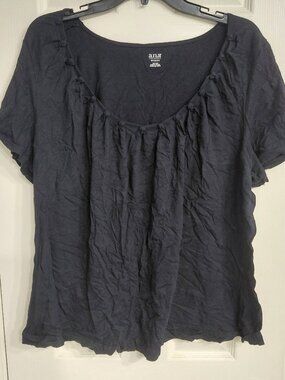 Black Blouse with Knot Collar Detail